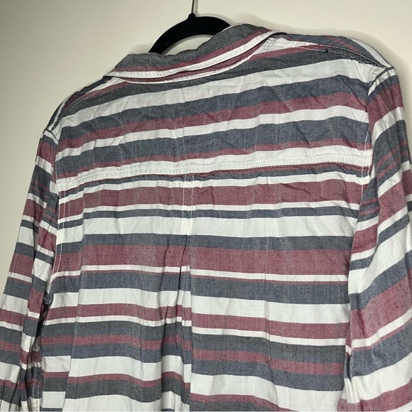 BEACHLUNCHLOUNGE Collection Beachy Striped Summer Longlined Buttondown Shirt - Picture 6 of 8